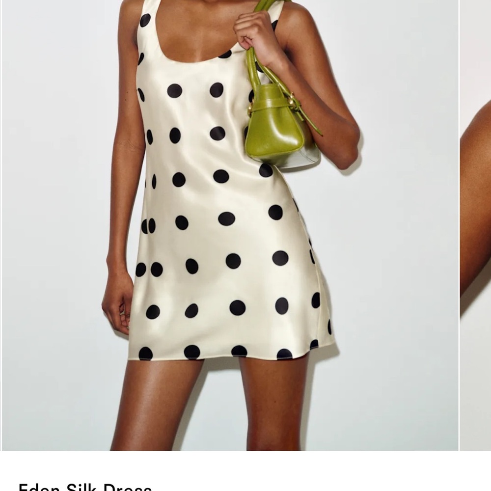 Reformation Cream and Black Polka Dot Mini Dress